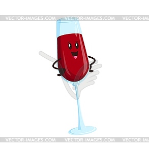 Cartoon groovy red wine glass cute character - vector clipart