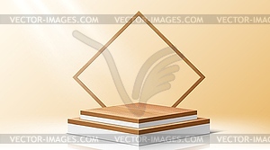 Showcase podium with wooden frame podium - vector clip art