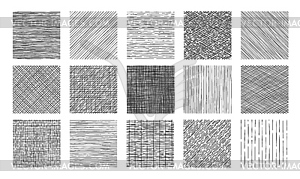 Line crosshatch patterns and cross hatch textures - vector clipart