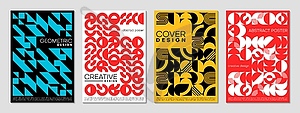 Abstract modern geometric posters set with pattern - vector image