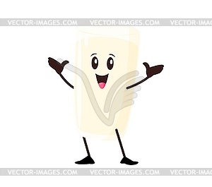 Groovy retro milk drink glass cheerful character - vector clip art