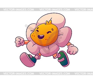 Cartoon groovy daisy flower valentine character - vector clipart