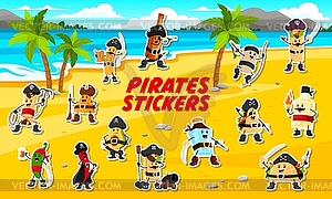 Cartoon Mexican cuisine food pirates and corsairs - vector image