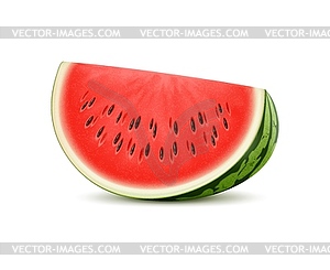 Realistic ripe watermelon fruit slice with seeds - vector clipart