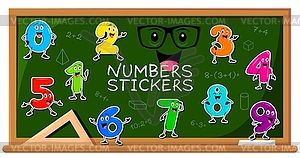 Math numbers and digit characters stickers pack - vector image