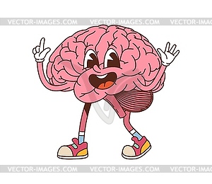 Cartoon groovy human brain retro y2k character - vector clip art