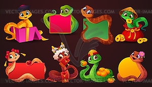 Asian horoscope cartoon snake reptile characters - vector clipart / vector image