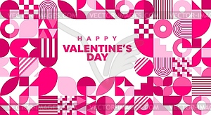 Valentines day greeting card with geometric shapes - vector clip art