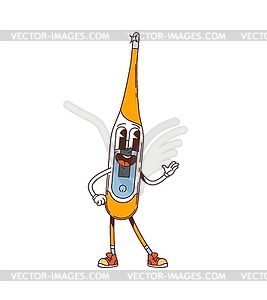 Groovy cartoon thermometer medicine character - vector image