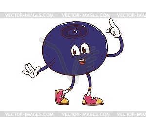 Cartoon groovy bilberry berry cheerful character - vector clipart / vector image