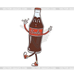 Cartoon groovy retro soda bottle funny character - vector clipart / vector image