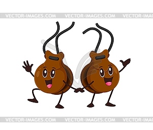 Cartoon funny castanet music instrument characters - vector clip art