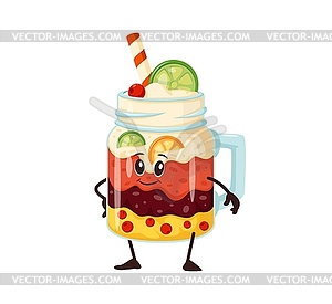 Cartoon funny cocktail dessert fast food character - royalty-free vector image