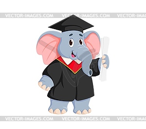 Cartoon funny elephant dressed in graduation cap - royalty-free vector image
