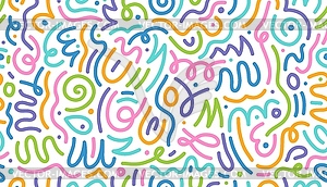 Color line squiggle swirl shape seamless pattern - vector clipart