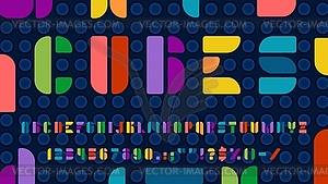 Bold kids font alphabet and building blocks type - vector image