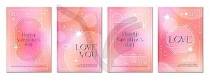 Valentine day y2k gradient posters pink background - vector clipart / vector image