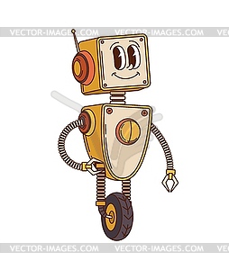 Groovy robot and droid retro y2k ai character - vector image