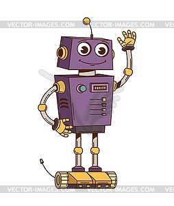 Vintage robot and droid groovy funny character - vector image