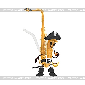 Cartoon saxophone musical instrument corsair - vector clipart