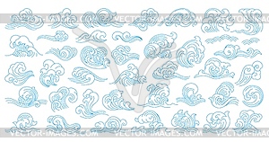 Sea japanese and chinese asian water waves icons - vector clipart / vector image