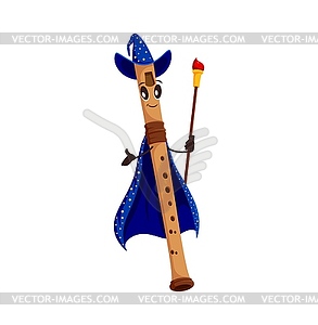 Cartoon flute Halloween mage and wizard character - vector clipart