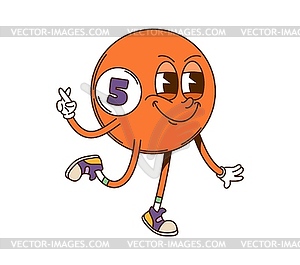 Cartoon retro groovy billiard ball sport character - vector clipart / vector image