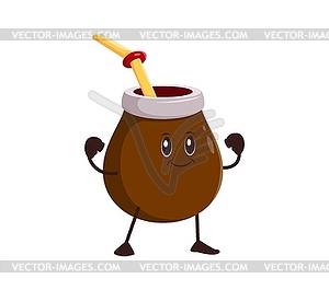 Mate tea calabash drink groovy funny character - vector clip art