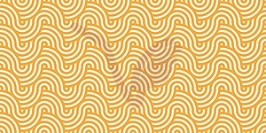 Ramen pasta noodles, yellow wave seamless pattern - vector clipart