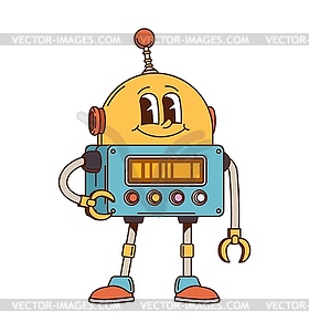 Retro robot and android groovy cute character - vector clipart