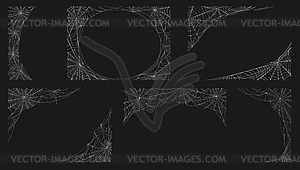 Halloween spooky cobweb frame decorations set - royalty-free vector clipart