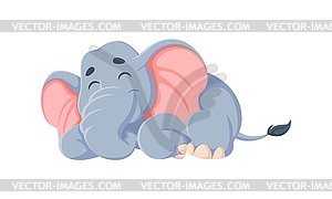 Cartoon elephant character peacefully sleeping - vector clipart