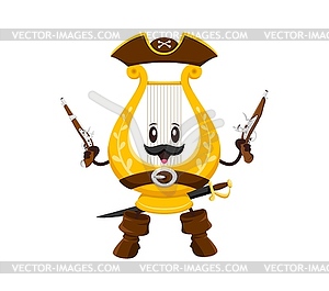 Cartoon groovy musical instrument pirate character - vector image