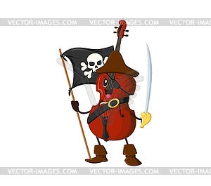 Cartoon cello musical instrument pirate or corsair - vector image