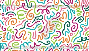 Color line squiggle shapes seamless pattern - vector clip art