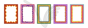 Color scallop y2k frames, groovy wavy borders set - vector image