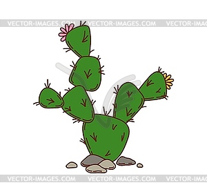 Cartoon groovy wild west western prickly cactus - vector clipart