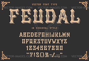 Vintage magic font, fantasy book type alphabet - vector clipart
