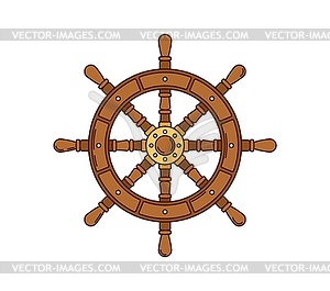 Cartoon groovy ship steering wheel, pirate item - vector image