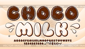 Chocolate dessert font, choco caramel alphabet - vector image