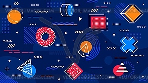 Bright geometric Memphis shapes seamless pattern - vector image