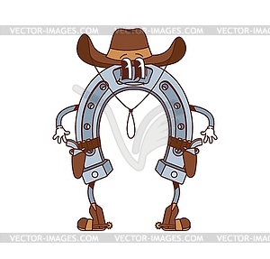 Cartoon groovy wild west western retro horseshoe - vector clip art