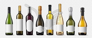 Realistic alcohol glass bottles mockups - vector clipart