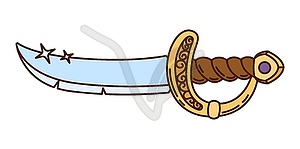 Cartoon groovy corsair and pirate sabre blade - vector clip art