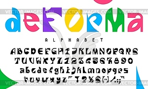 Brutalism font alphabet, aesthetic geometric type - vector clipart