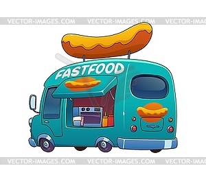 Food truck, festival street foodtruck of hot dogs - vector clip art
