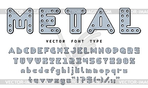 Metal constructor font, construction blocks type - vector clip art