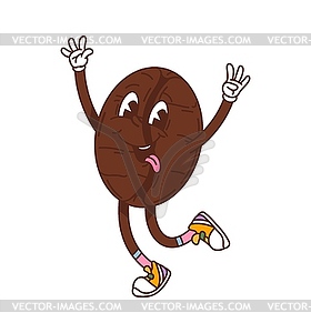 Cartoon groovy coffee bean retro y2k character - vector clip art