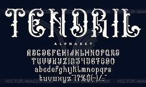 Victorian font, vintage medieval typeface alphabet - vector clip art
