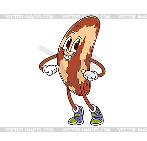 Cartoon groovy Brazilian nut character happy smile - vector clipart / vector image